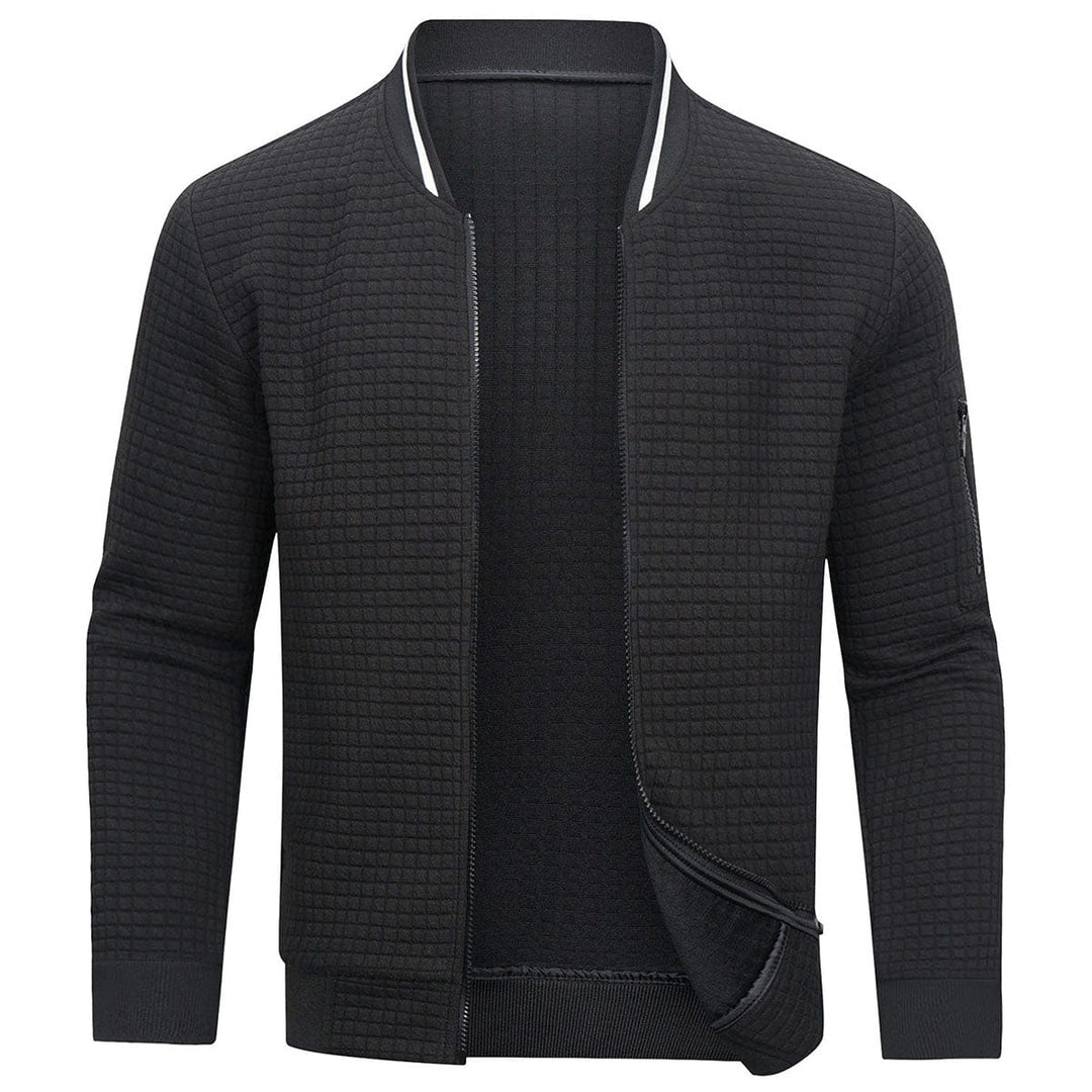 Full-Zip Textured Grid Cardigan - Mitchell