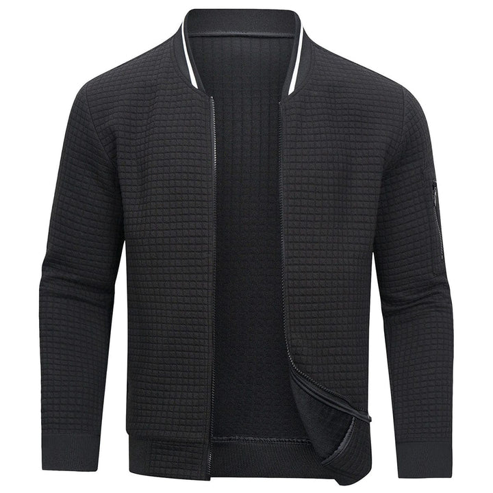 Full-Zip Textured Grid Cardigan - Mitchell
