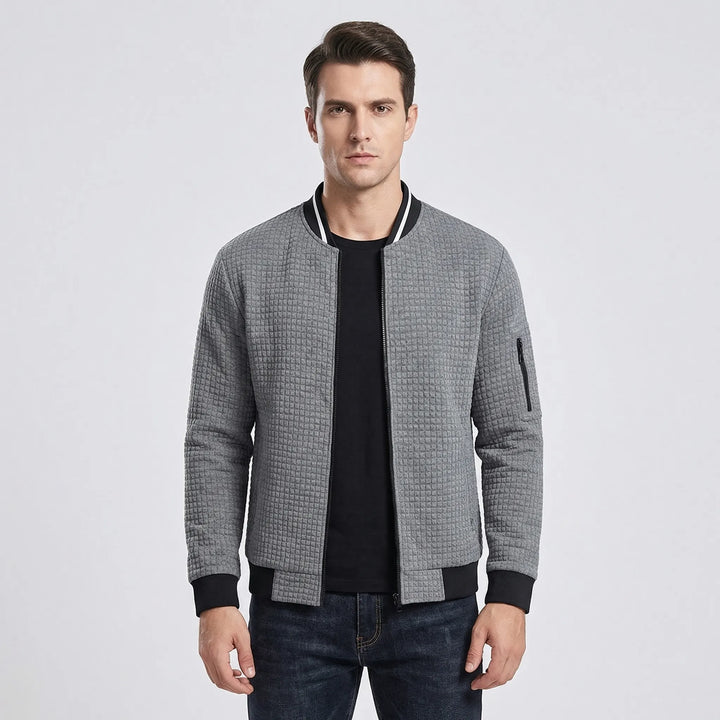 Full-Zip Textured Grid Cardigan - Mitchell