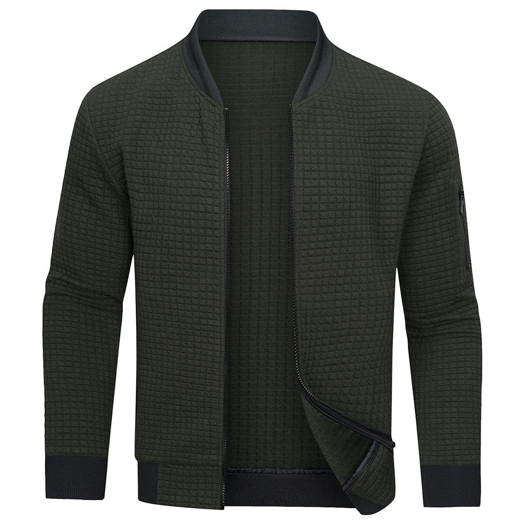 Full-Zip Textured Grid Cardigan - Mitchell