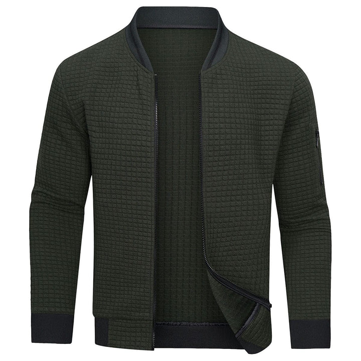 Full-Zip Textured Grid Cardigan - Mitchell