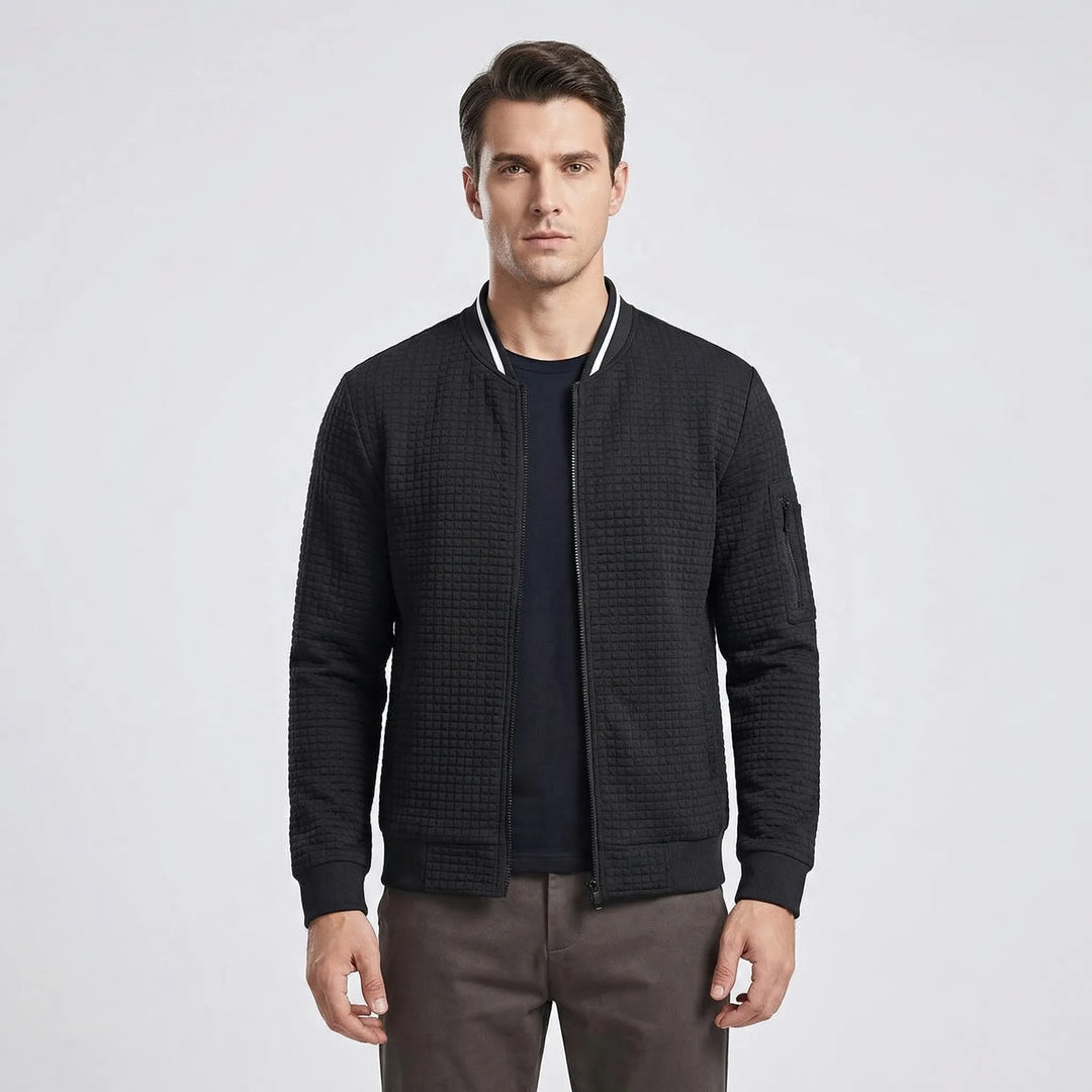 Full-Zip Textured Grid Cardigan - Mitchell