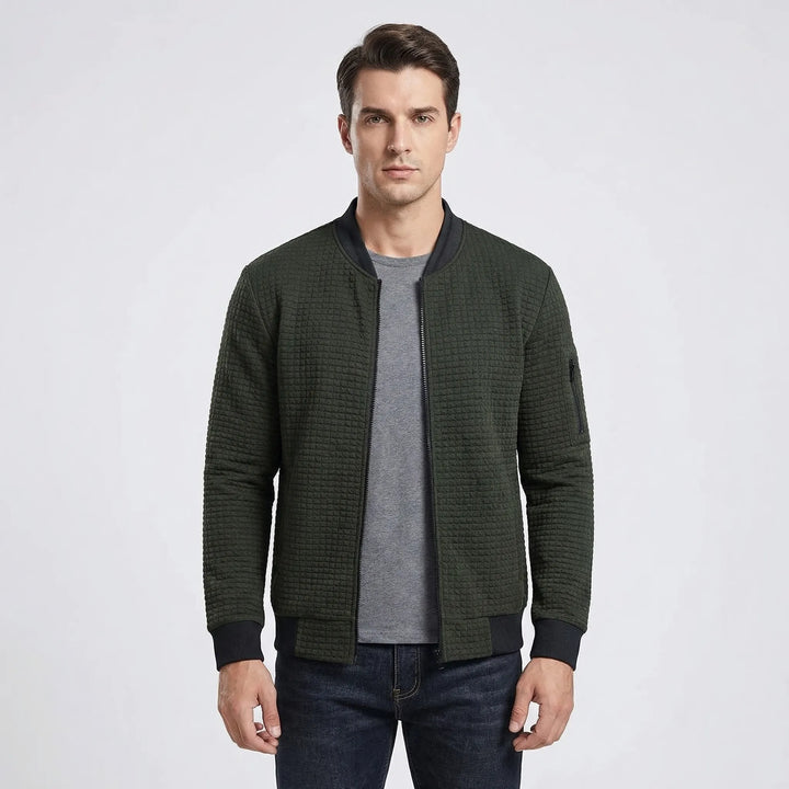 Full-Zip Textured Grid Cardigan - Mitchell