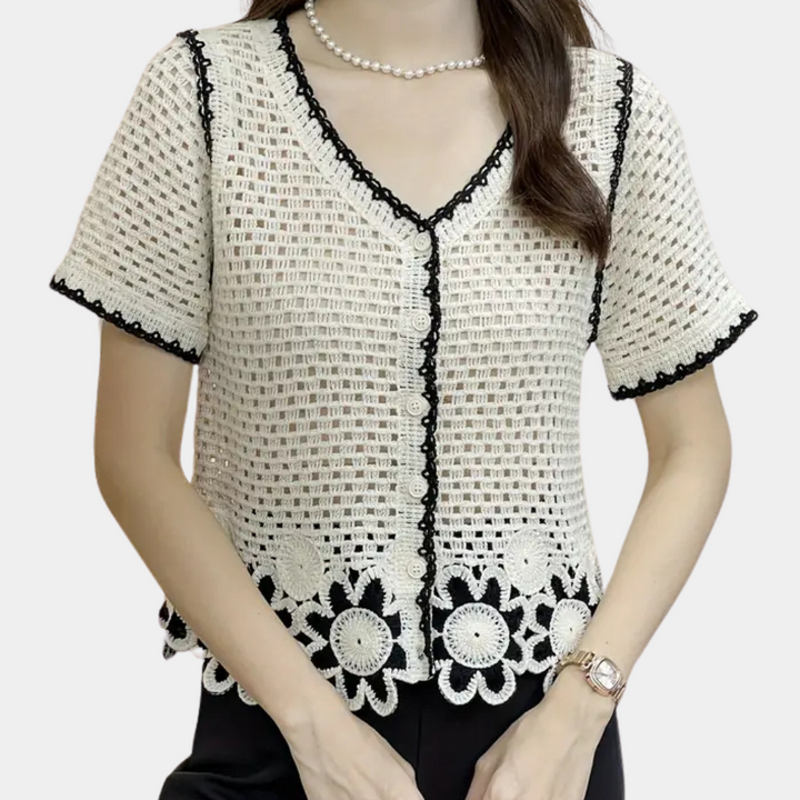 Trendy Openwork Blouse for Women - Livia