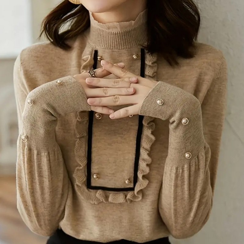 Versatile Khaki Women's Blouse - Nora