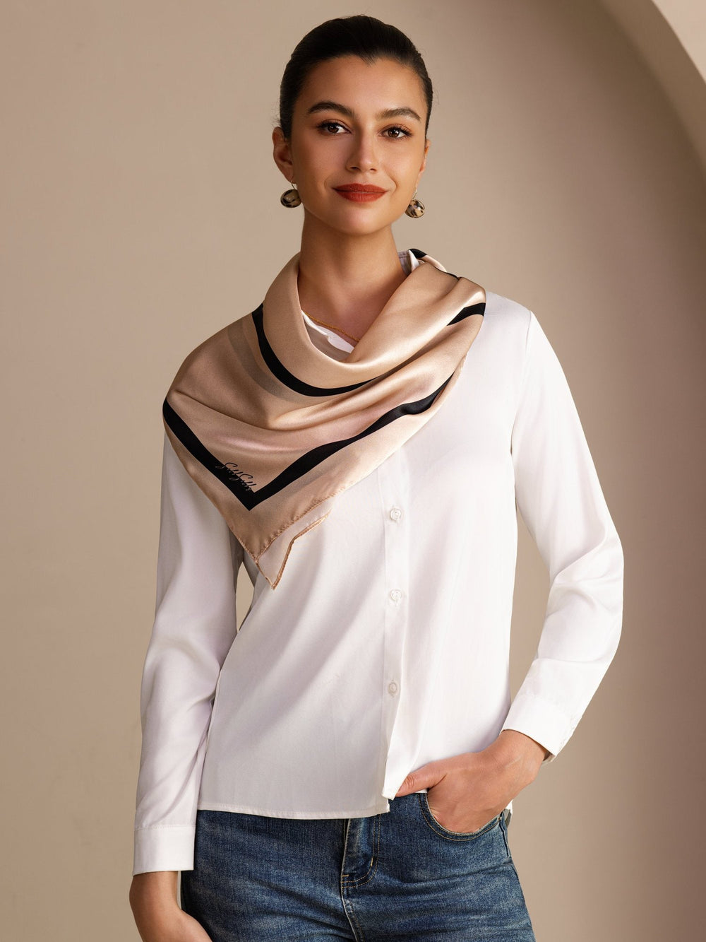 Geometric Print Square Scarf - Geoscarf