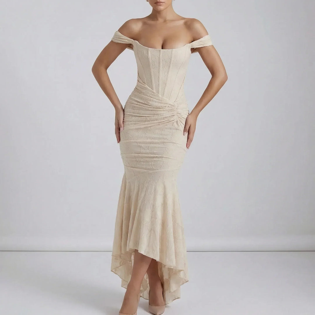 Gerafftes Schulterfreies Kleid - Linda
