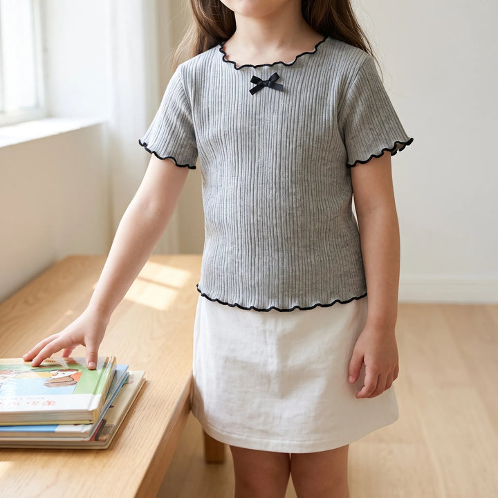 Geribbelde Kindertop Met Korte Mouwen - Ribbony