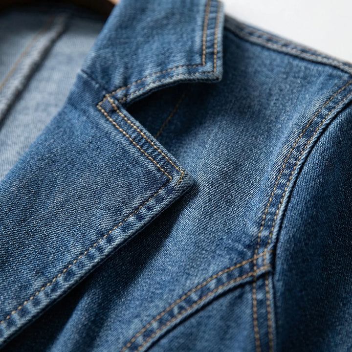 Gestructureerde Jeansblazer Met Revers Kraag - Rochelle