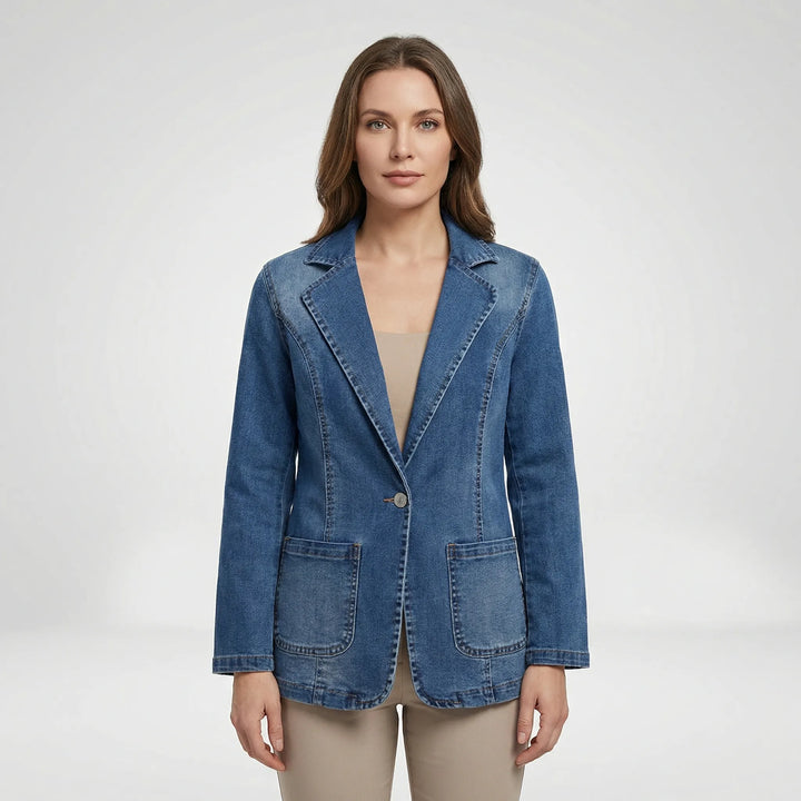 Gestructureerde Jeansblazer Met Revers Kraag - Rochelle