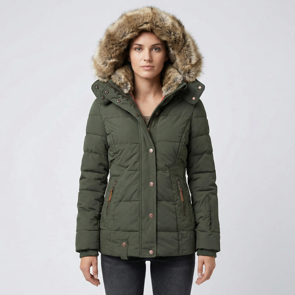 Gevoerde Winterjas Met Bontcapuchon - Sheryl