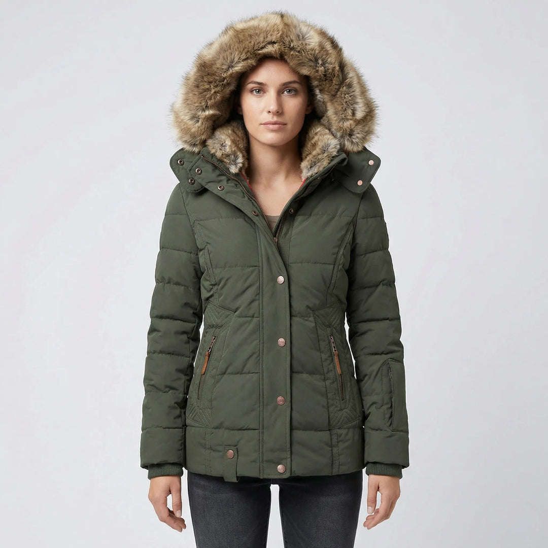 Gevoerde Winterjas Met Bontcapuchon - Sheryl