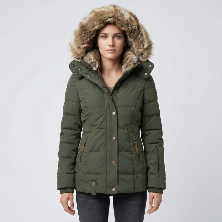 Gevoerde Winterjas Met Bontcapuchon - Sheryl
