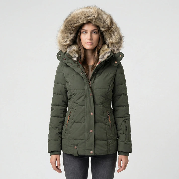 Gevoerde Winterjas Met Bontcapuchon - Sheryl