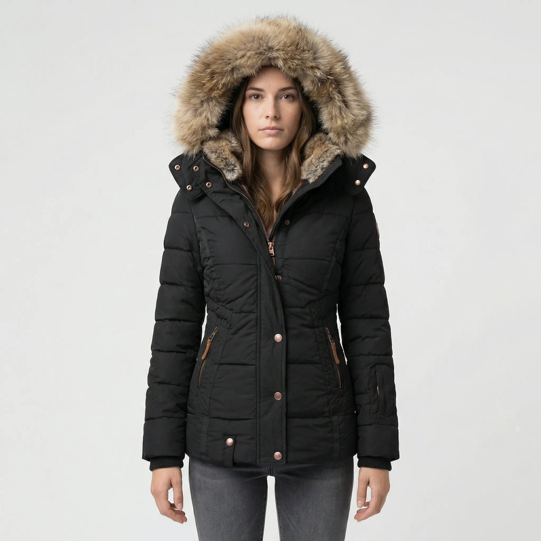 Gevoerde Winterjas Met Bontcapuchon - Sheryl