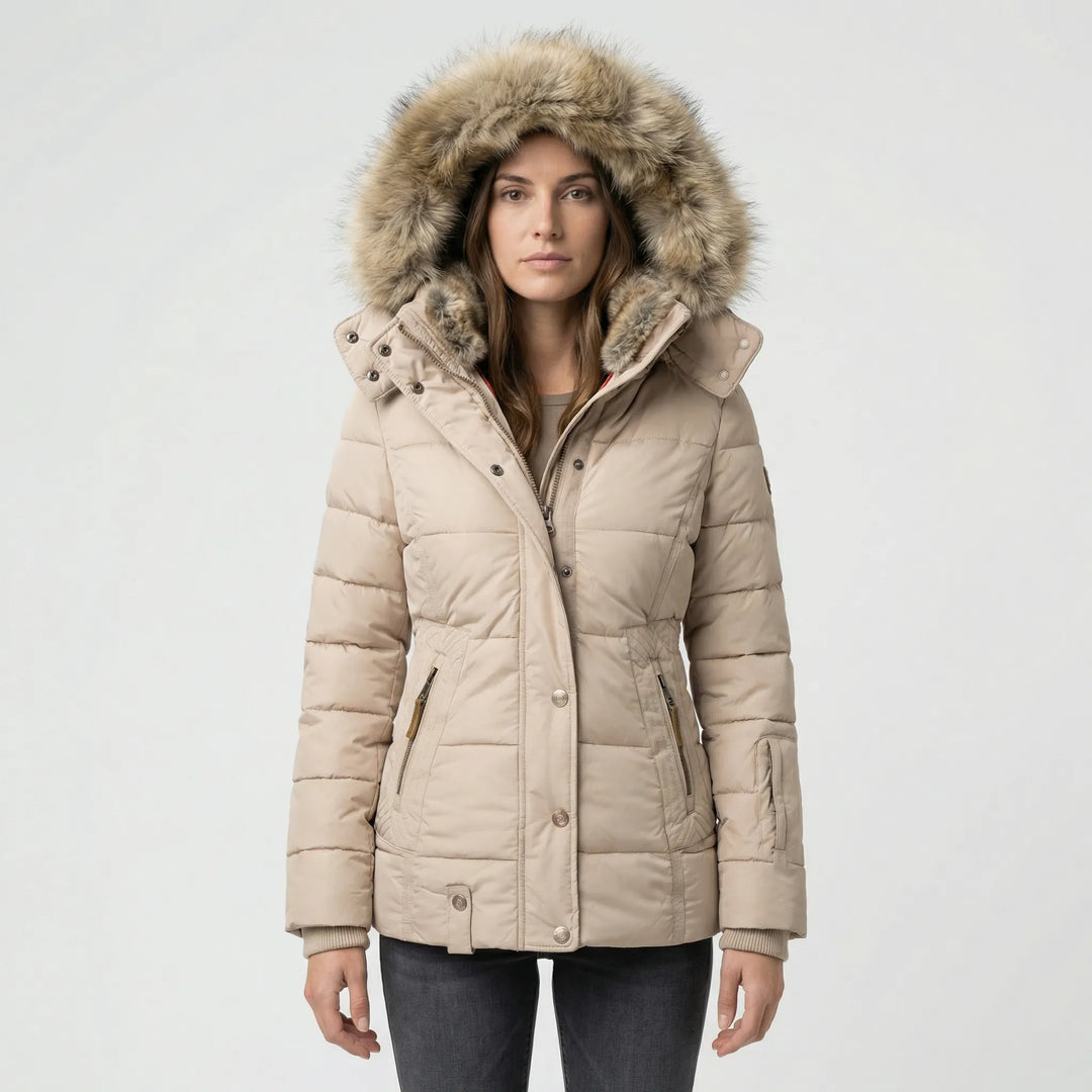 Gevoerde Winterjas Met Bontcapuchon - Sheryl