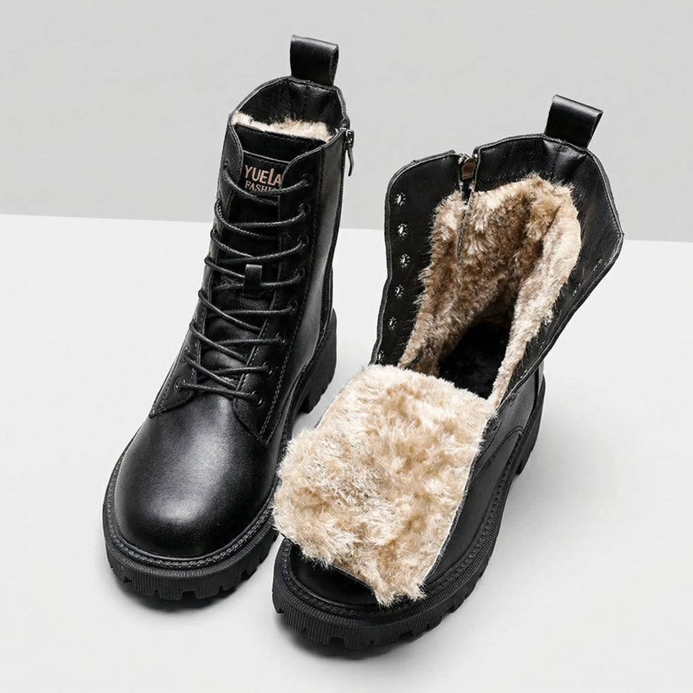 Gevoerde Zwarte Veterlaars Voor Dames - Anita