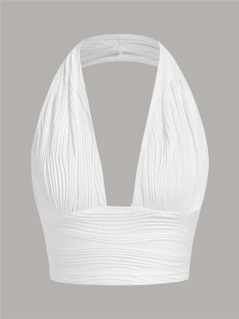 Deep Cut Halter Top with Open Back – Liora