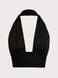 Deep Cut Halter Top with Open Back – Liora