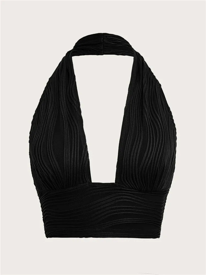 Deep Cut Halter Top with Open Back – Liora