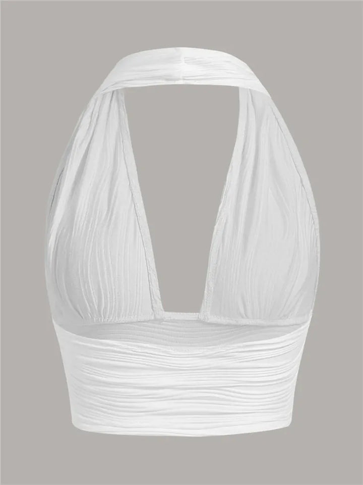 Deep Cut Halter Top with Open Back – Liora