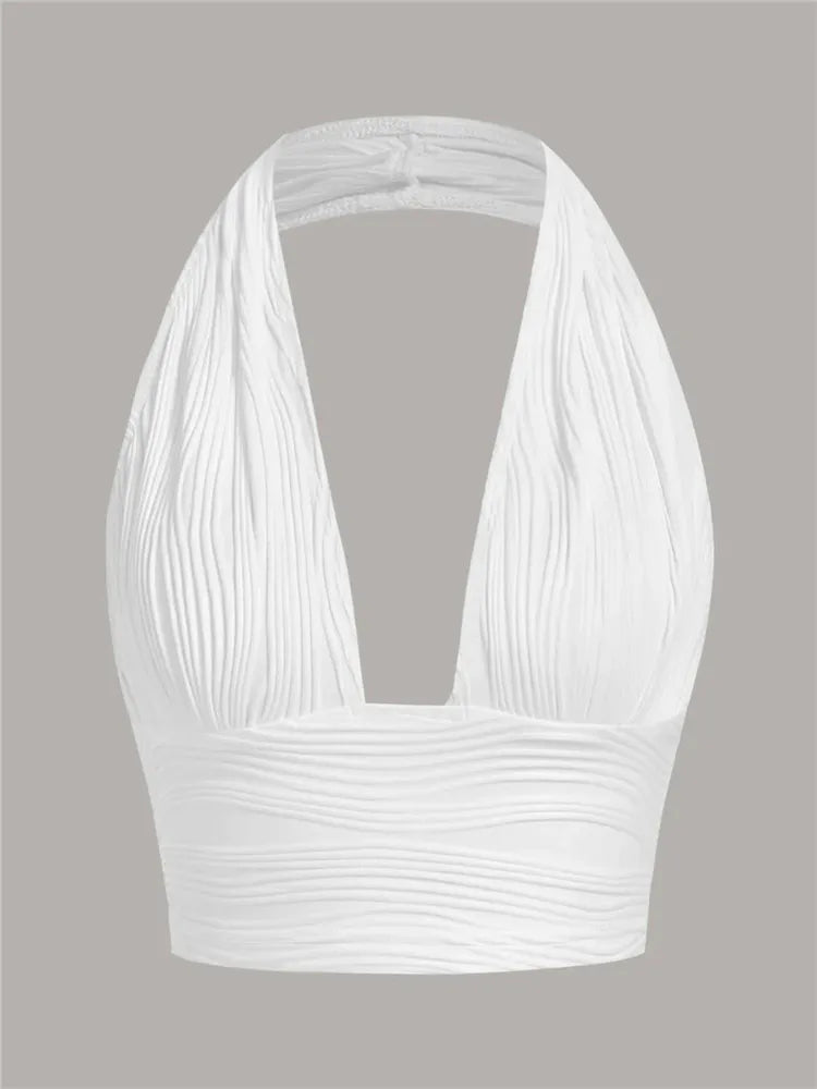 Deep Cut Halter Top with Open Back – Liora