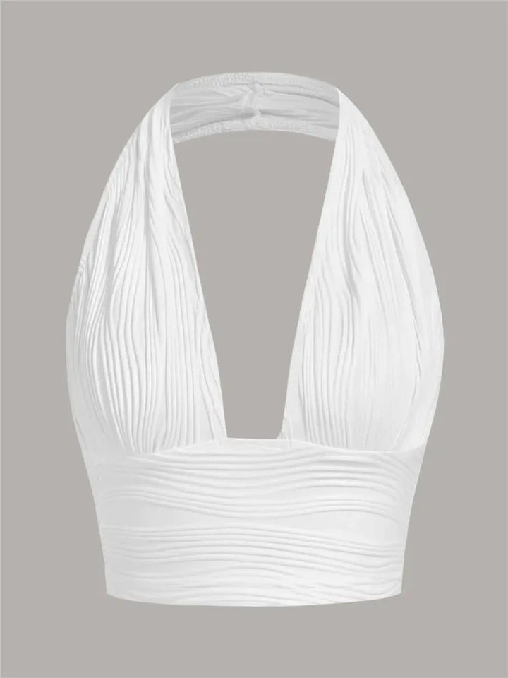 Deep Cut Halter Top with Open Back – Liora