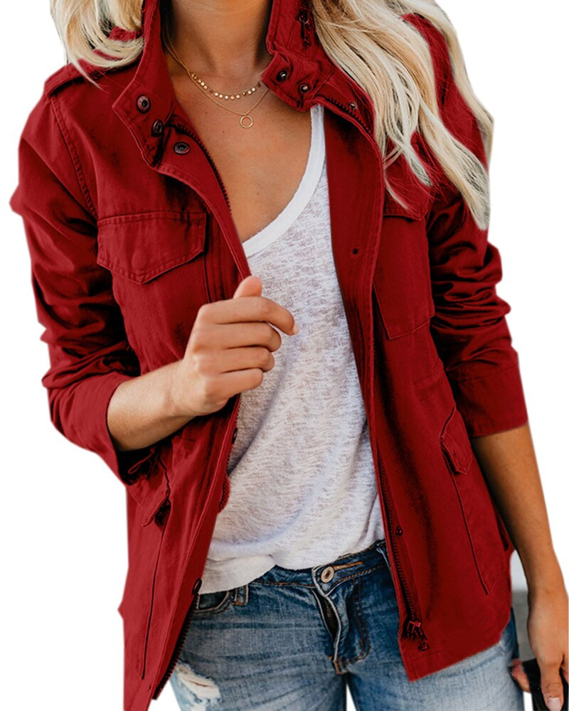 Women's mid-length coat with zipper and pockets – Selvara
