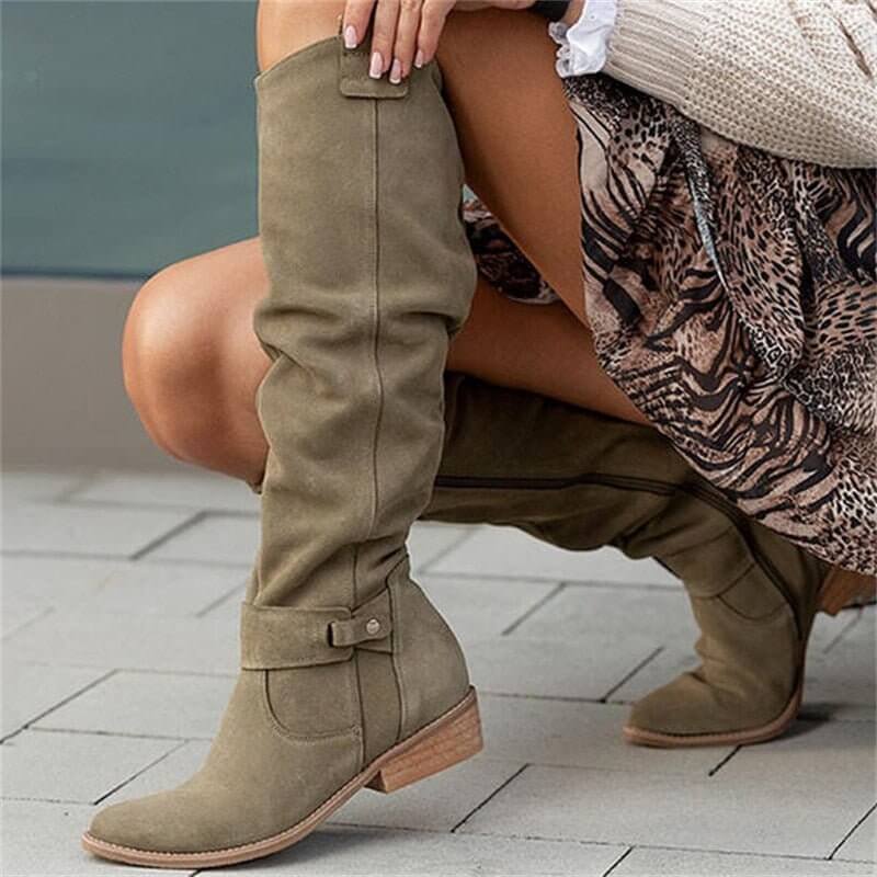 Women's boots in suede look with block heel – Elinor