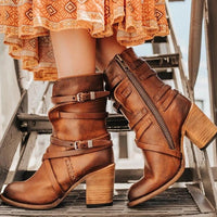 Vintage Leather Women's Boots with Heel - Lara