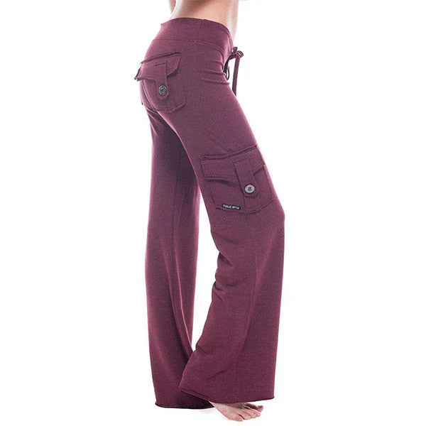 Women's Bootcut Cargo Pants with Pockets - Isabella