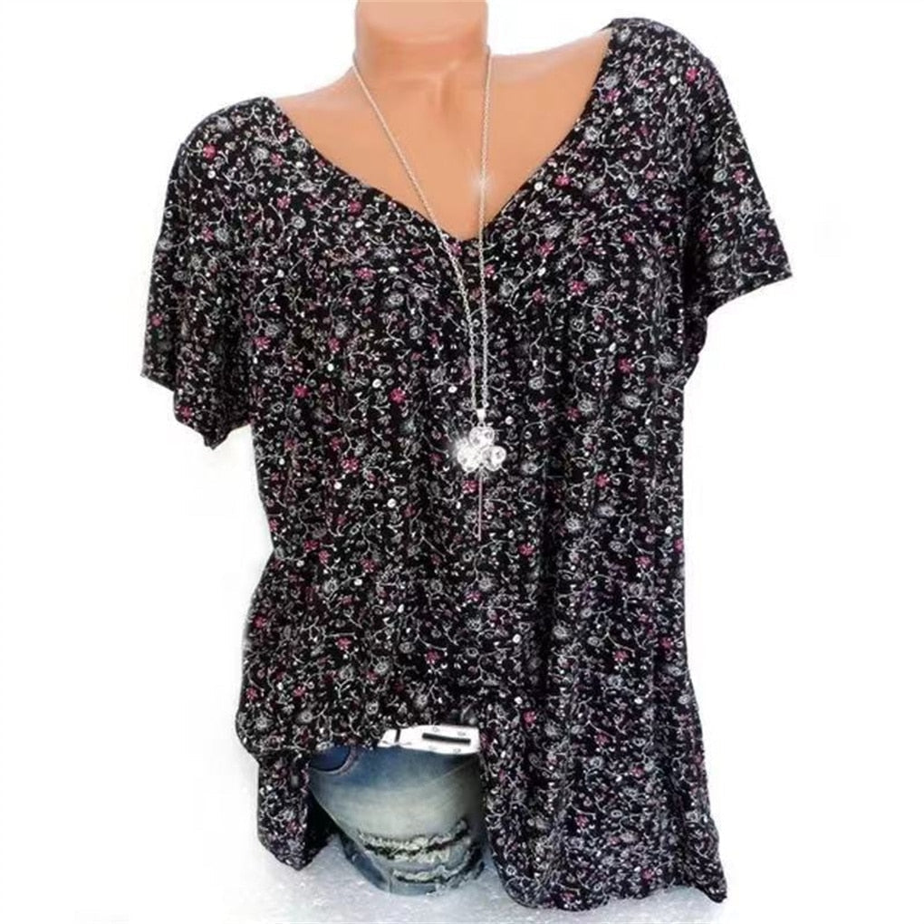 Women's Boho Summer Blouse with Floral Print - Celeste