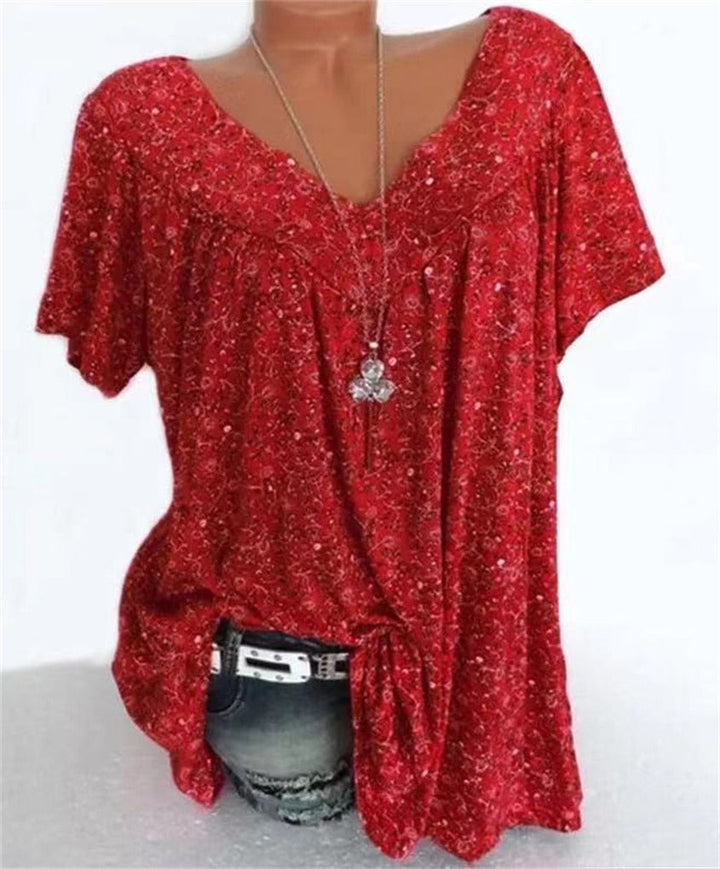 Women's Boho Summer Blouse with Floral Print - Celeste