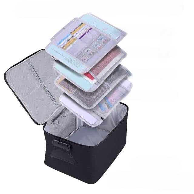 Lockable Waterproof Document Storage Box – Multi-Layer Travel Organizer