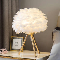 Dimmable Table Lamp with Luxurious Feathers – Pluma