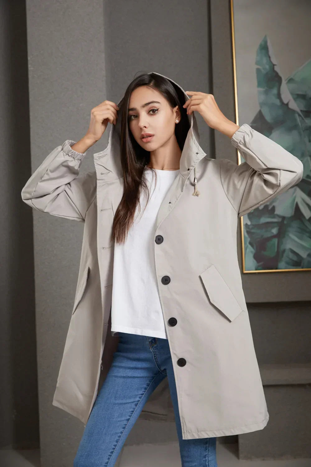 Stylish Windproof Trench Coat - Livia