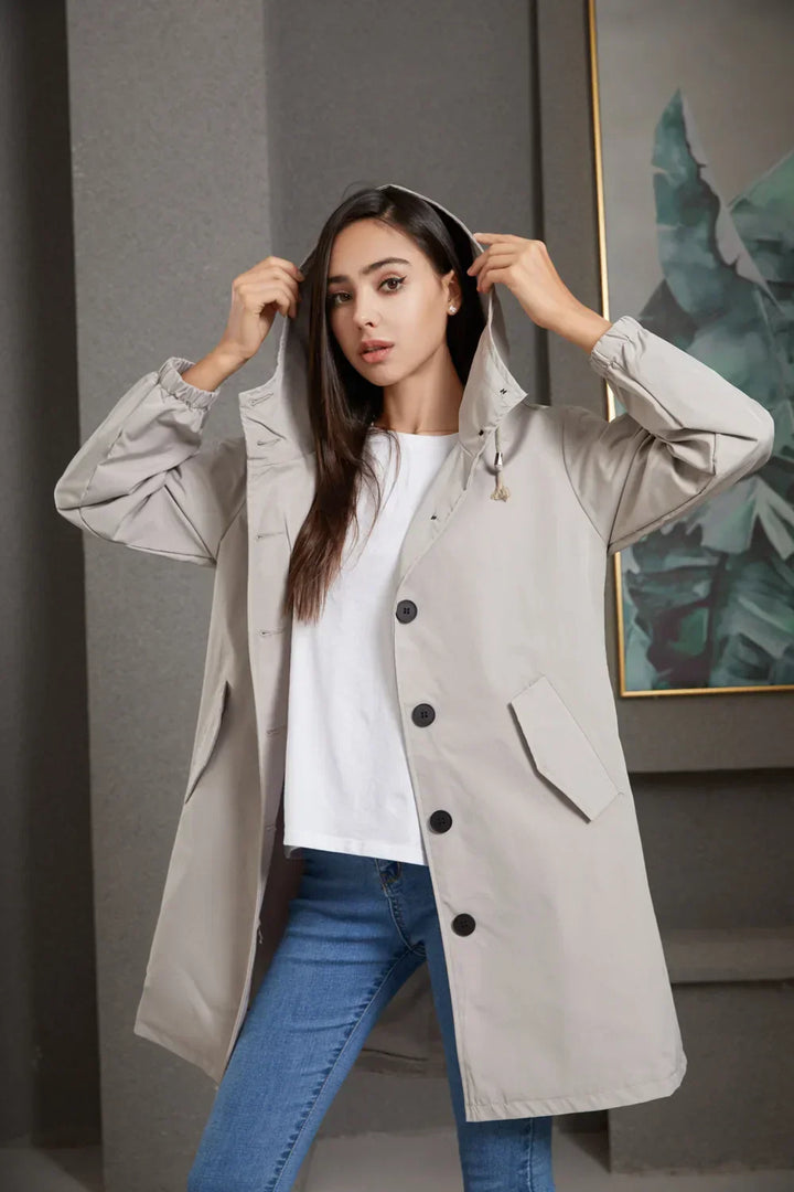 Stylish Windproof Trench Coat - Livia