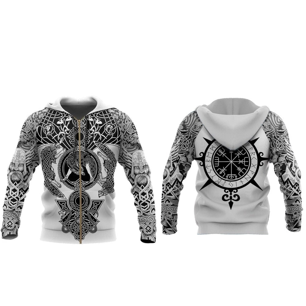 Viking Hoodie met Runen- en Krijgermotieven – Eirik