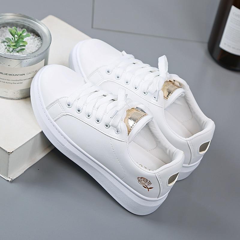 Trendy women's faux leather sneakers with metallic accents - Norell