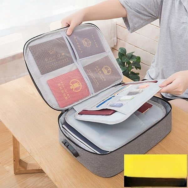 Lockable Waterproof Document Storage Box – Multi-Layer Travel Organizer