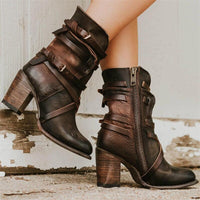 Vintage Leather Women's Boots with Heel - Lara