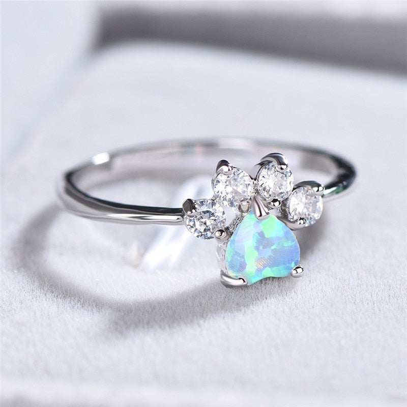 Silver Opal and Zirconia Ring - Celestine