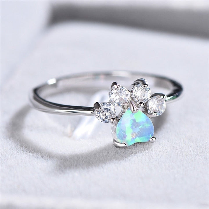 Silver Opal and Zirconia Ring - Celestine