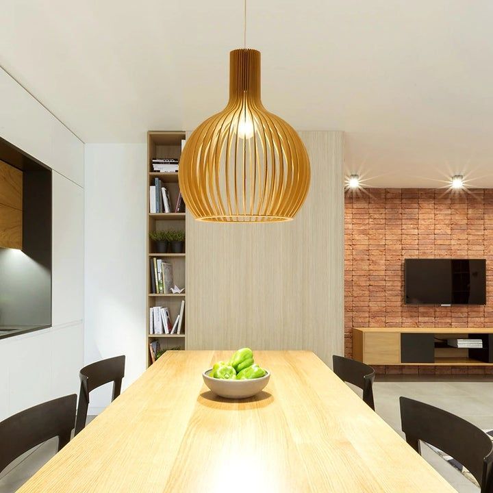 Handgemaakte Houten Hanglamp - RustikAura