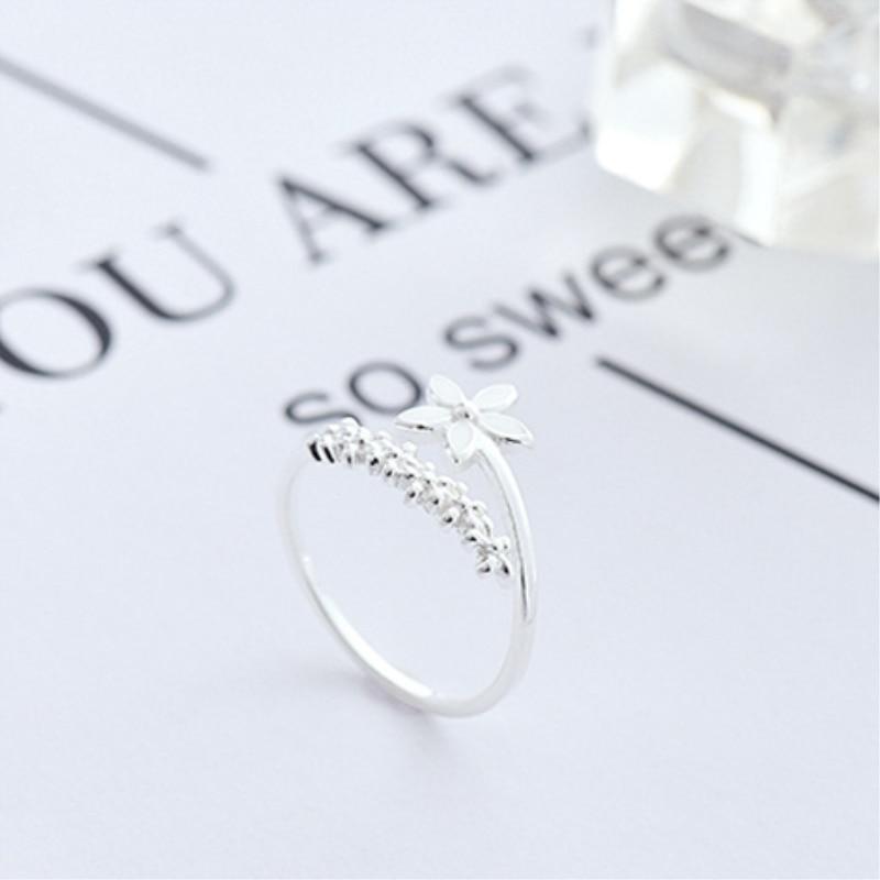 Adjustable Silver Ring with Enamel Wildflowers - Amaril
