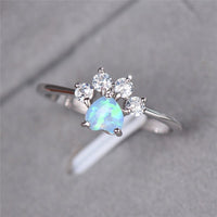 Silver Opal and Zirconia Ring - Celestine