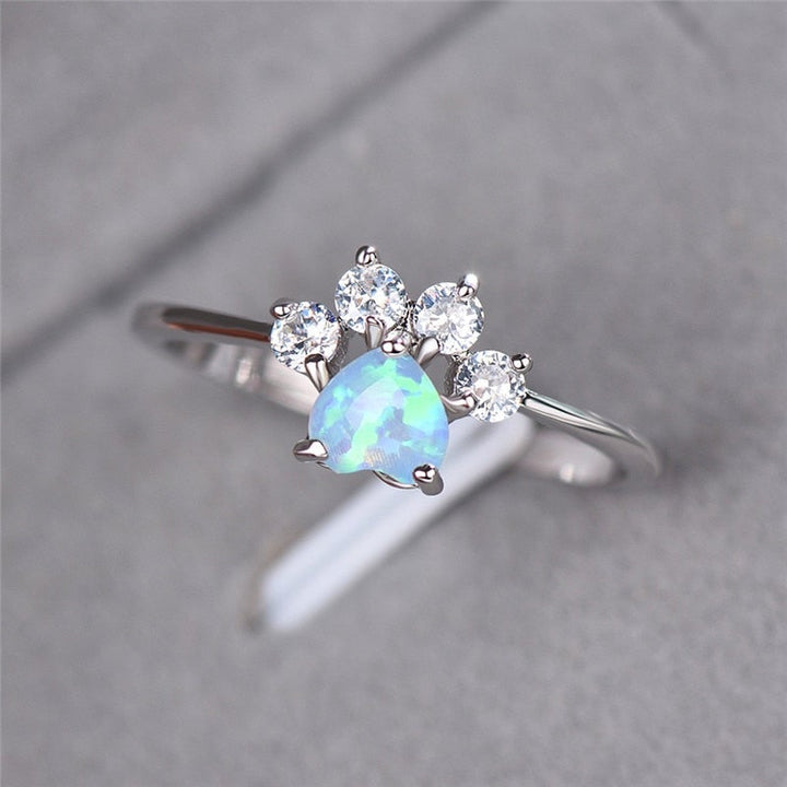 Silver Opal and Zirconia Ring - Celestine