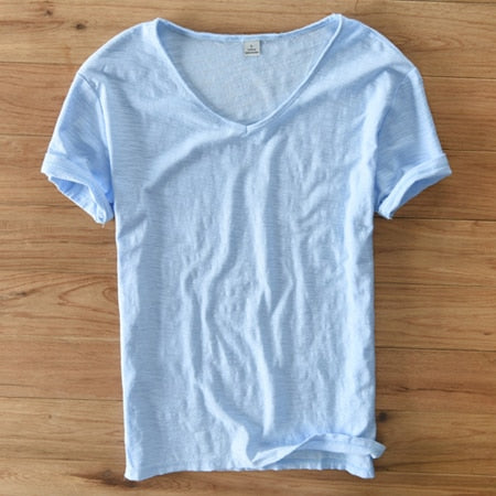Men's V-neck linen shirt – Luca