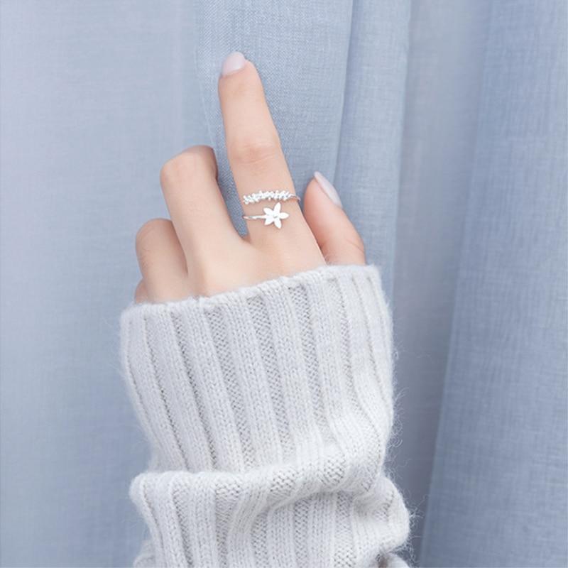 Adjustable Silver Ring with Enamel Wildflowers - Amaril
