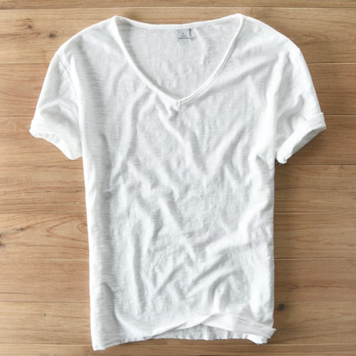 Men's V-neck linen shirt – Luca